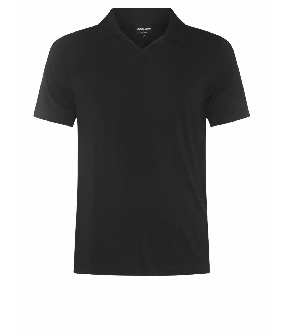 GIORGIO ARMANI Черное вискозное поло с коротким рукавом, фото 1
