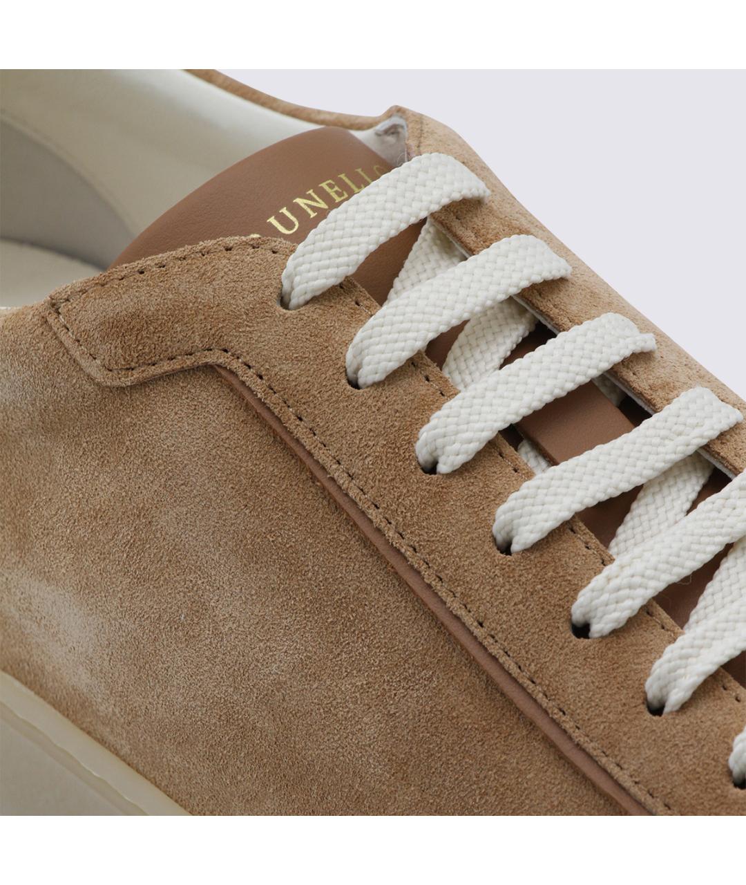 BRUNELLO CUCINELLI Бежевые замшевые низкие кроссовки / кеды, фото 4