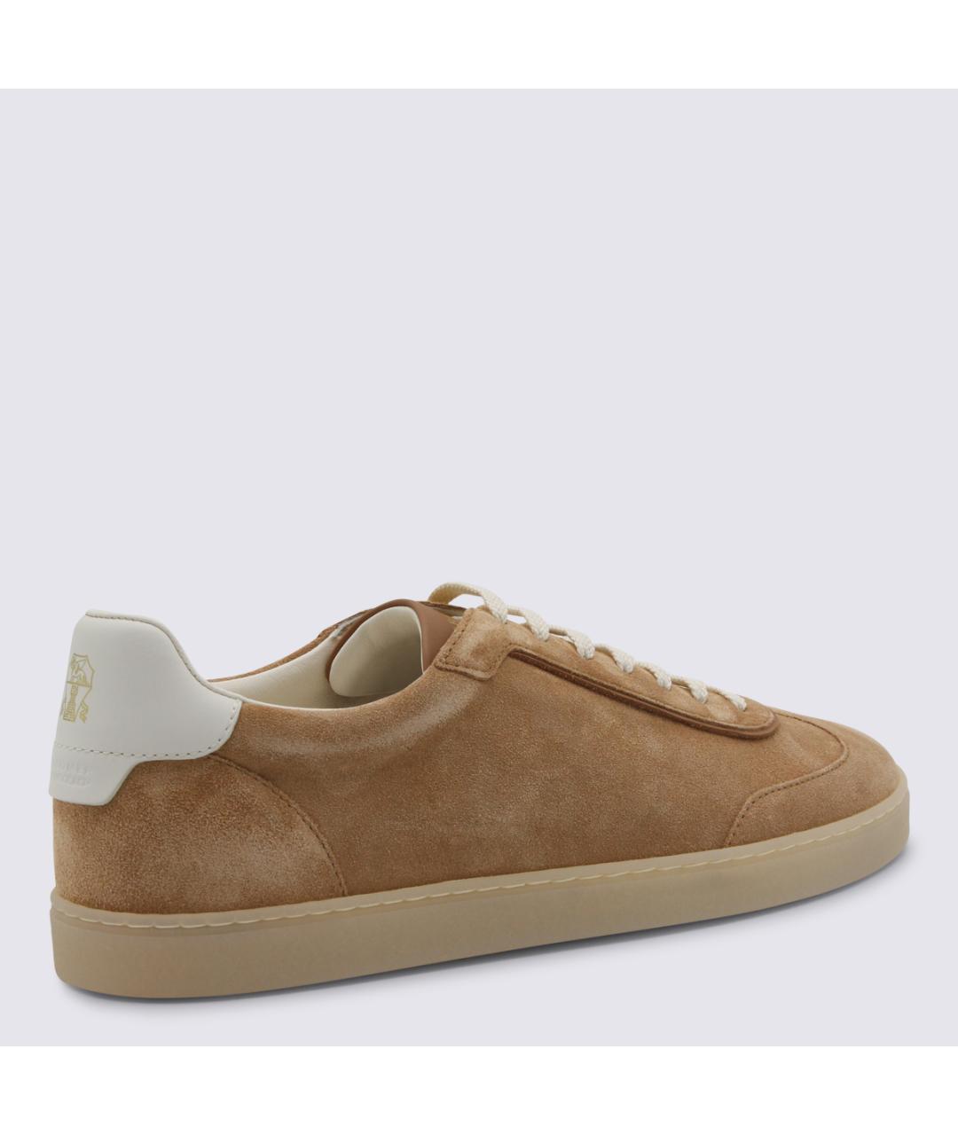 BRUNELLO CUCINELLI Бежевые замшевые низкие кроссовки / кеды, фото 3