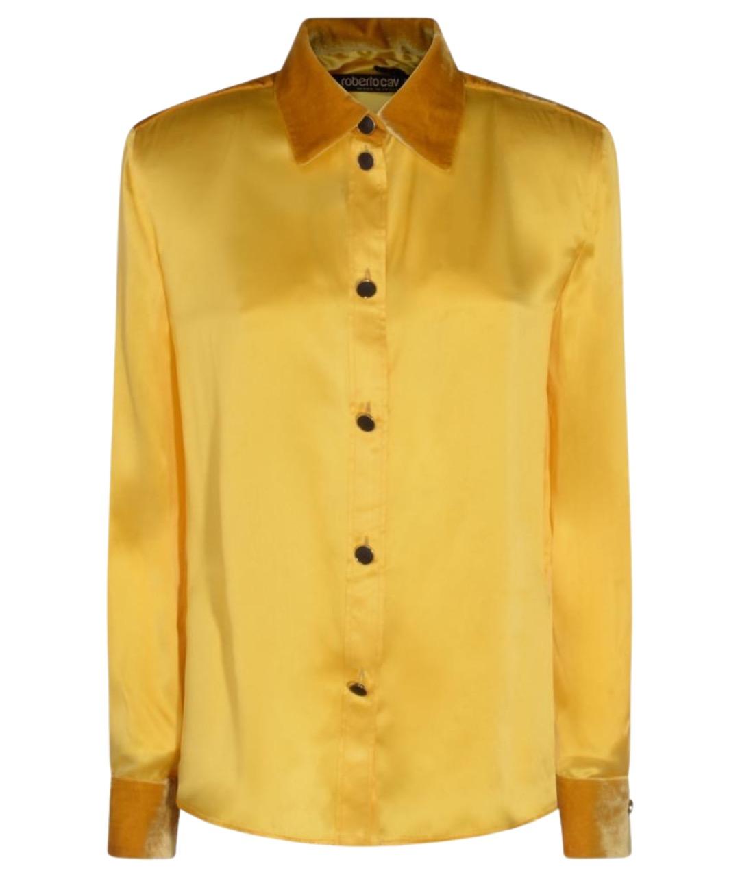 ROBERTO CAVALLI Желтая шелковая рубашка, фото 1