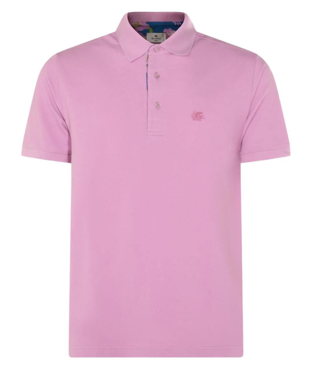 ETRO Розовое хлопковое поло с коротким рукавом, фото 1