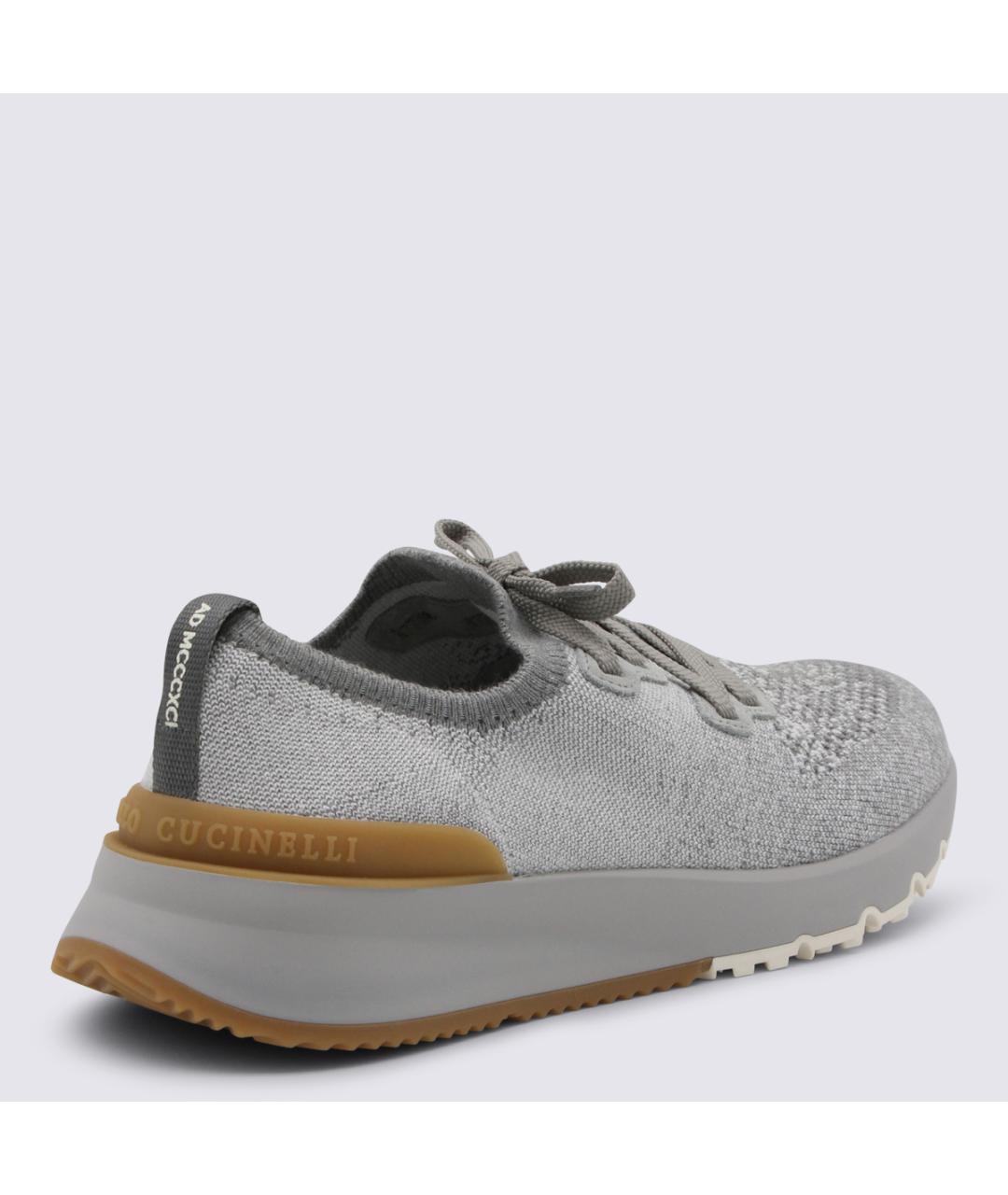 BRUNELLO CUCINELLI Серые текстильные низкие кроссовки / кеды, фото 3