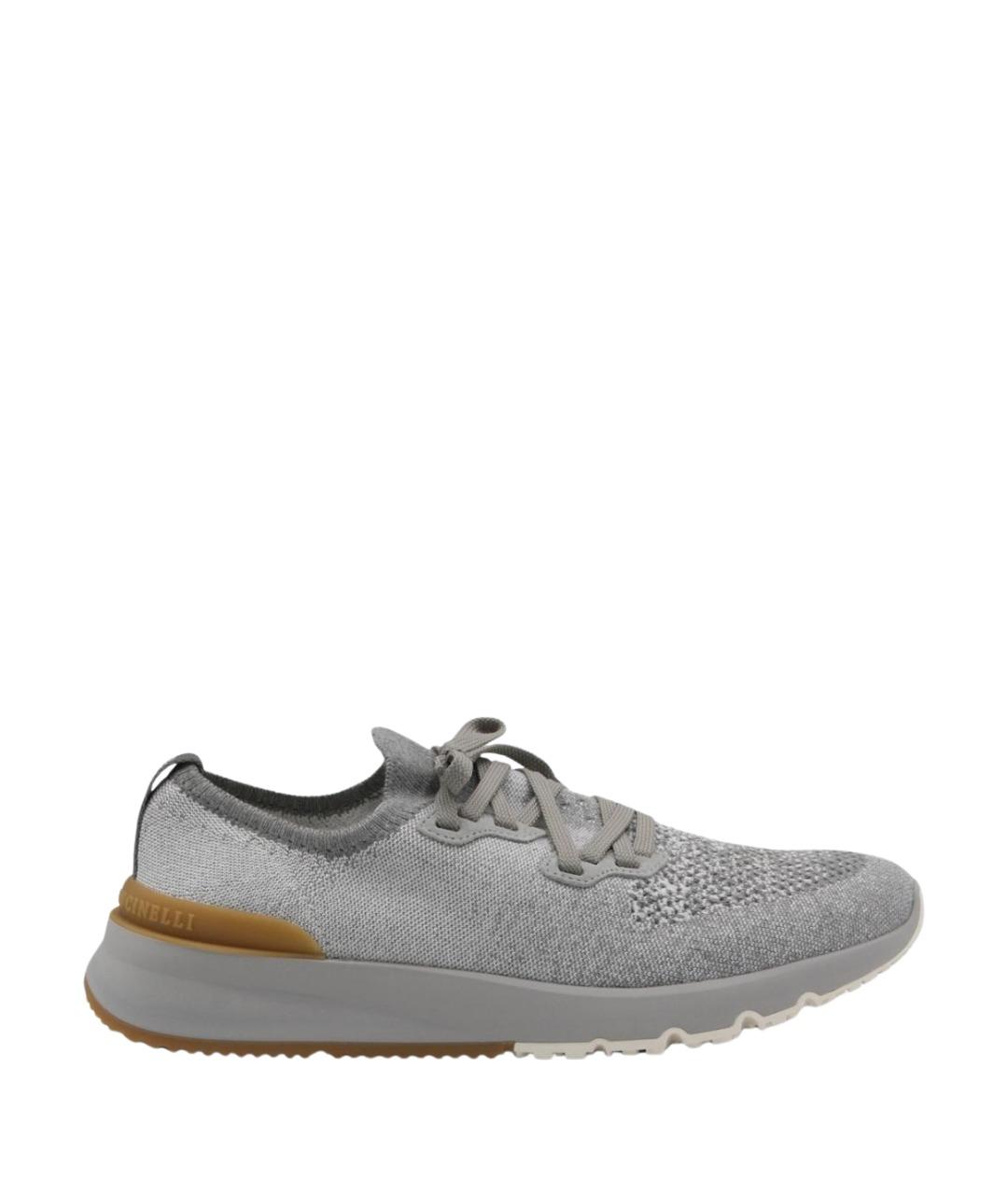BRUNELLO CUCINELLI Серые текстильные низкие кроссовки / кеды, фото 1