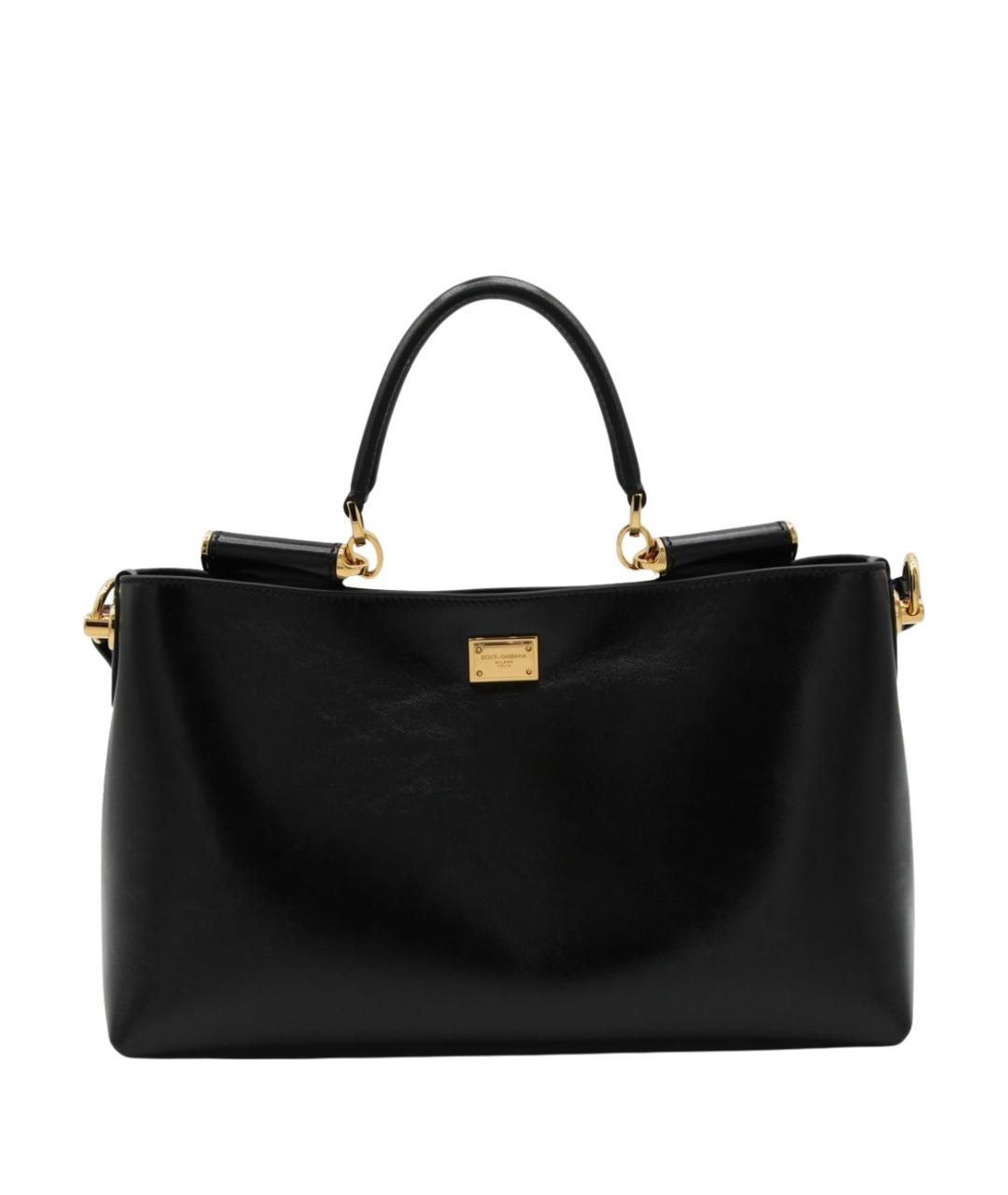DOLCE&GABBANA Черная кожаная сумка тоут, фото 1