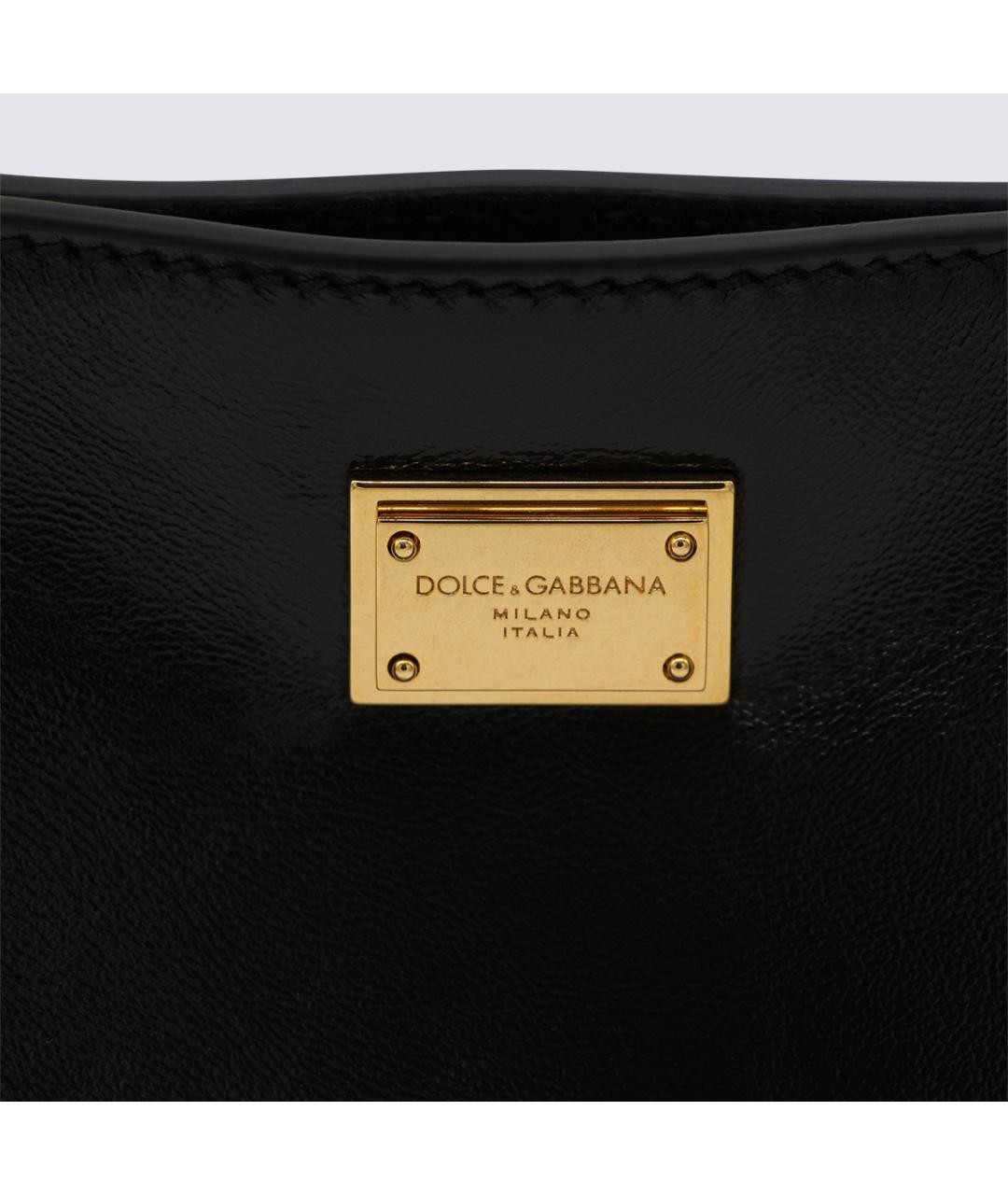 DOLCE&GABBANA Черная кожаная сумка тоут, фото 4