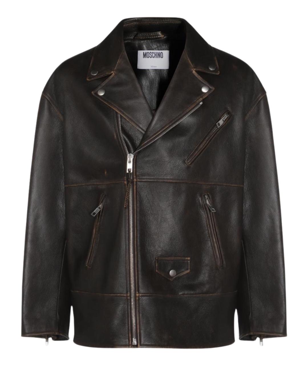 MOSCHINO Коричневая кожаная куртка, фото 1