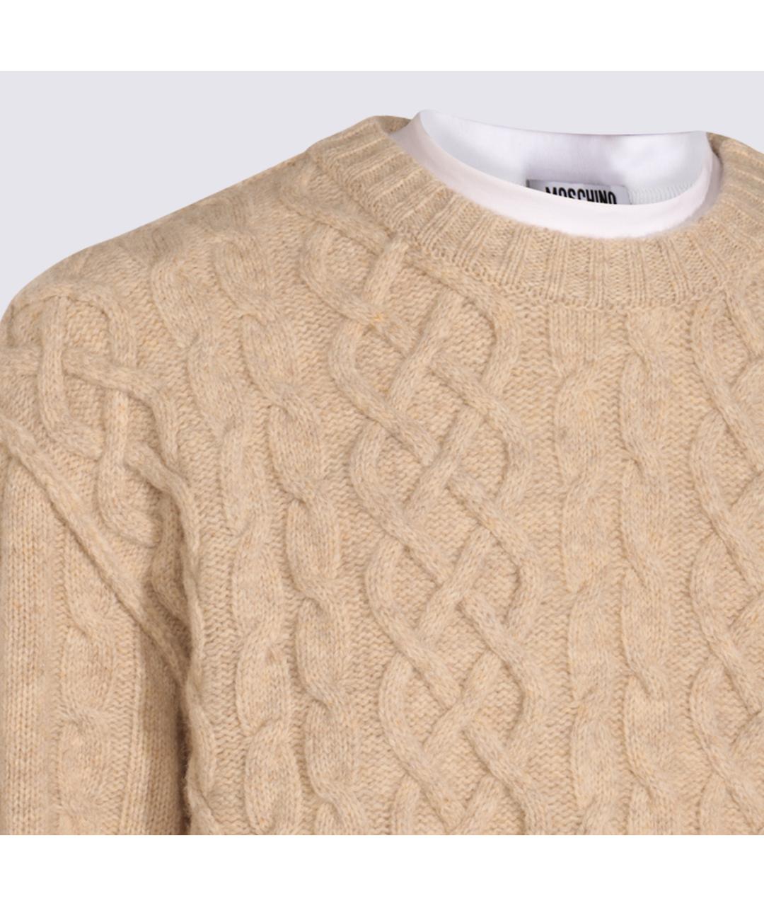MOSCHINO Бежевый шерстяной джемпер / свитер, фото 4