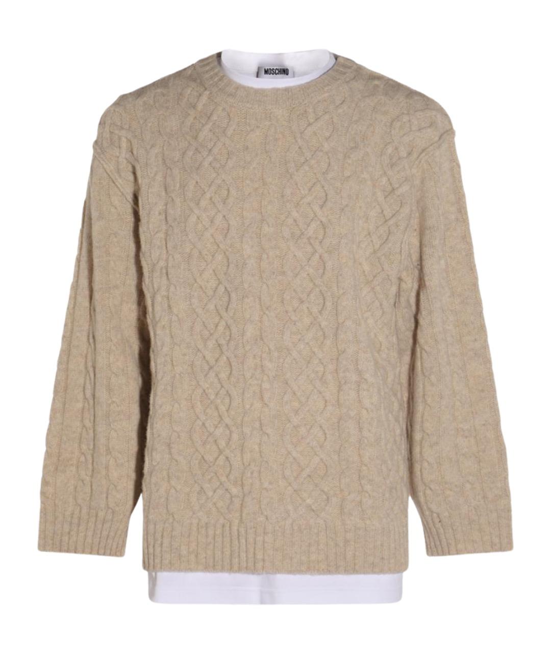 MOSCHINO Бежевый шерстяной джемпер / свитер, фото 1