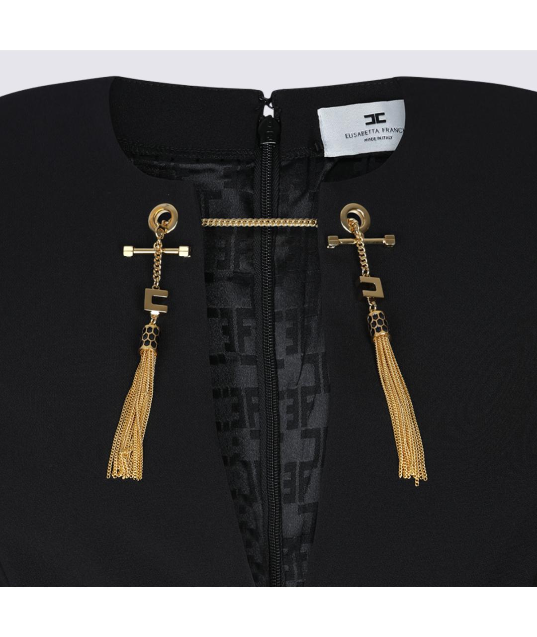 ELISABETTA FRANCHI Черное полиэстеровое повседневное платье, фото 3