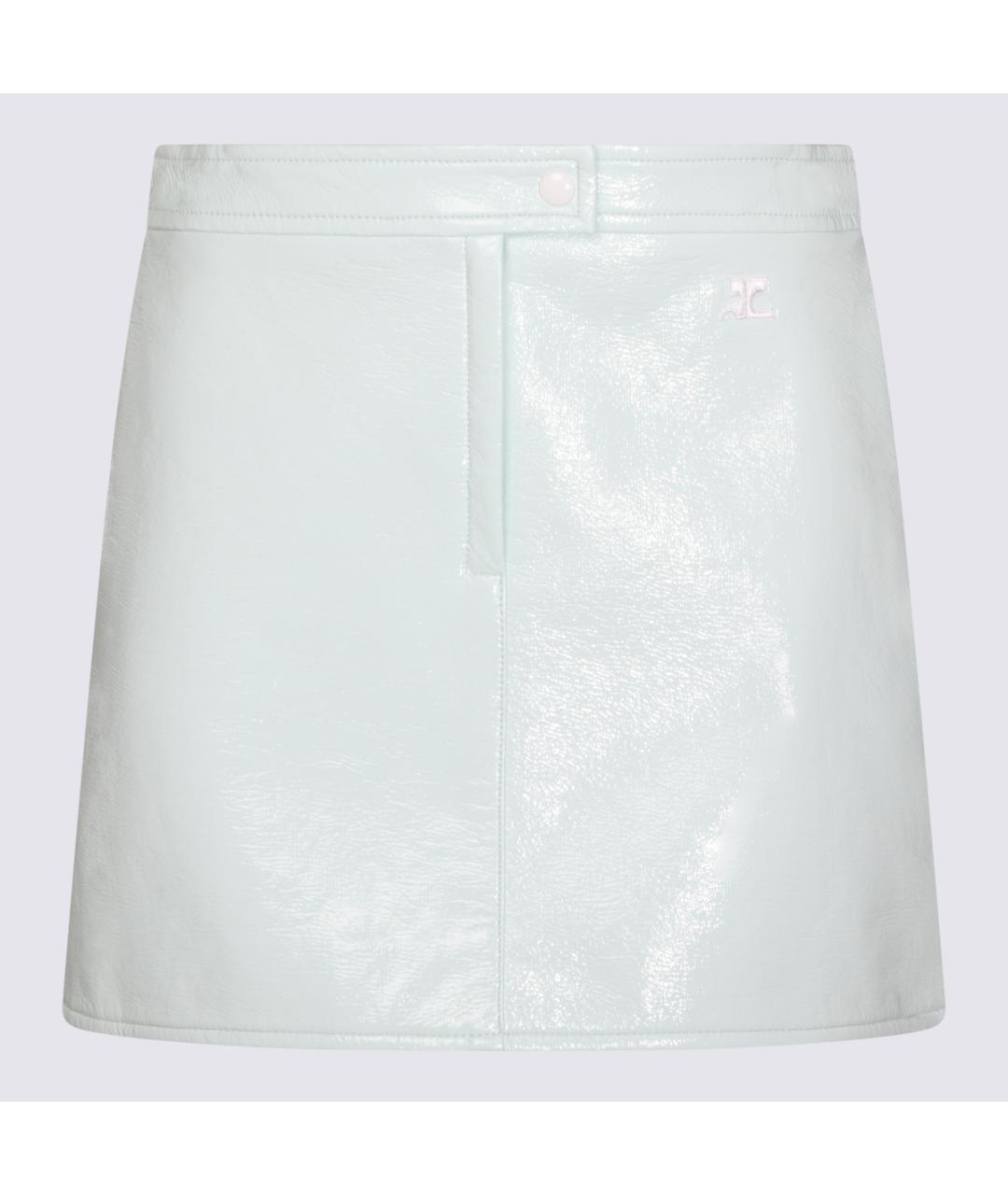 COURREGES Бирюзовая полиэстеровая юбка мини, фото 4