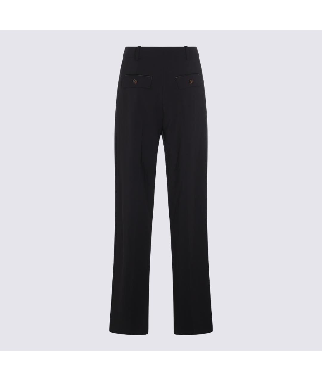 ELISABETTA FRANCHI Черные полиэстеровые прямые брюки, фото 2