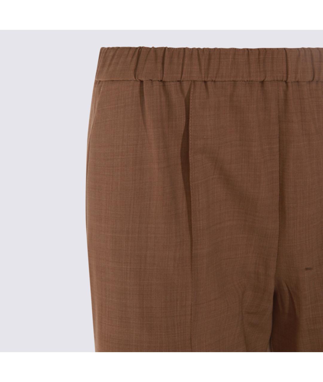 FABIANA FILIPPI Бежевые шерстяные прямые брюки, фото 3