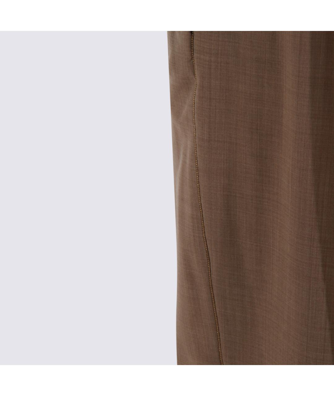 FABIANA FILIPPI Бежевые шерстяные прямые брюки, фото 4