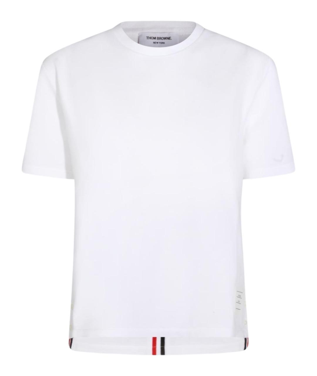 THOM BROWNE Белая хлопковая футболка, фото 1