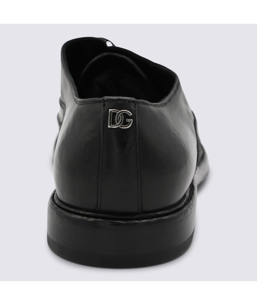 DOLCE&GABBANA Черные кожаные низкие ботинки, фото 4