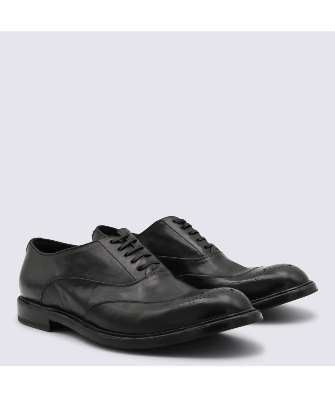 DOLCE&GABBANA Черные кожаные низкие ботинки, фото 2