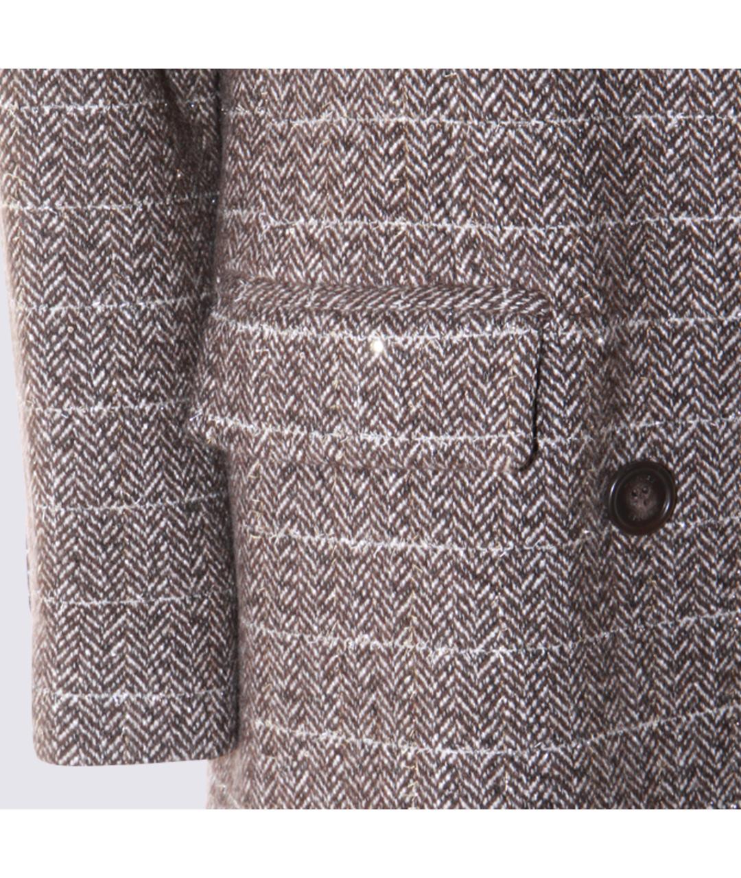 TWIN-SET Коричневое шерстяное пальто, фото 3