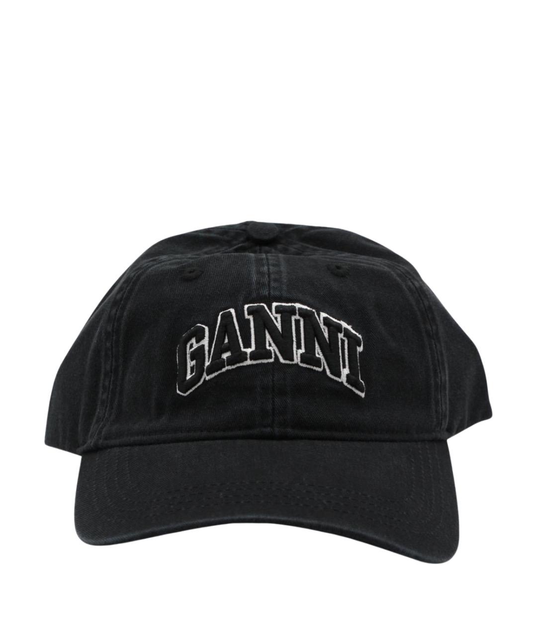 GANNI Черная хлопковая кепка, фото 1