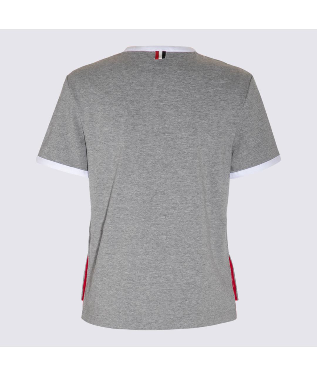THOM BROWNE Серая хлопковая футболка, фото 2