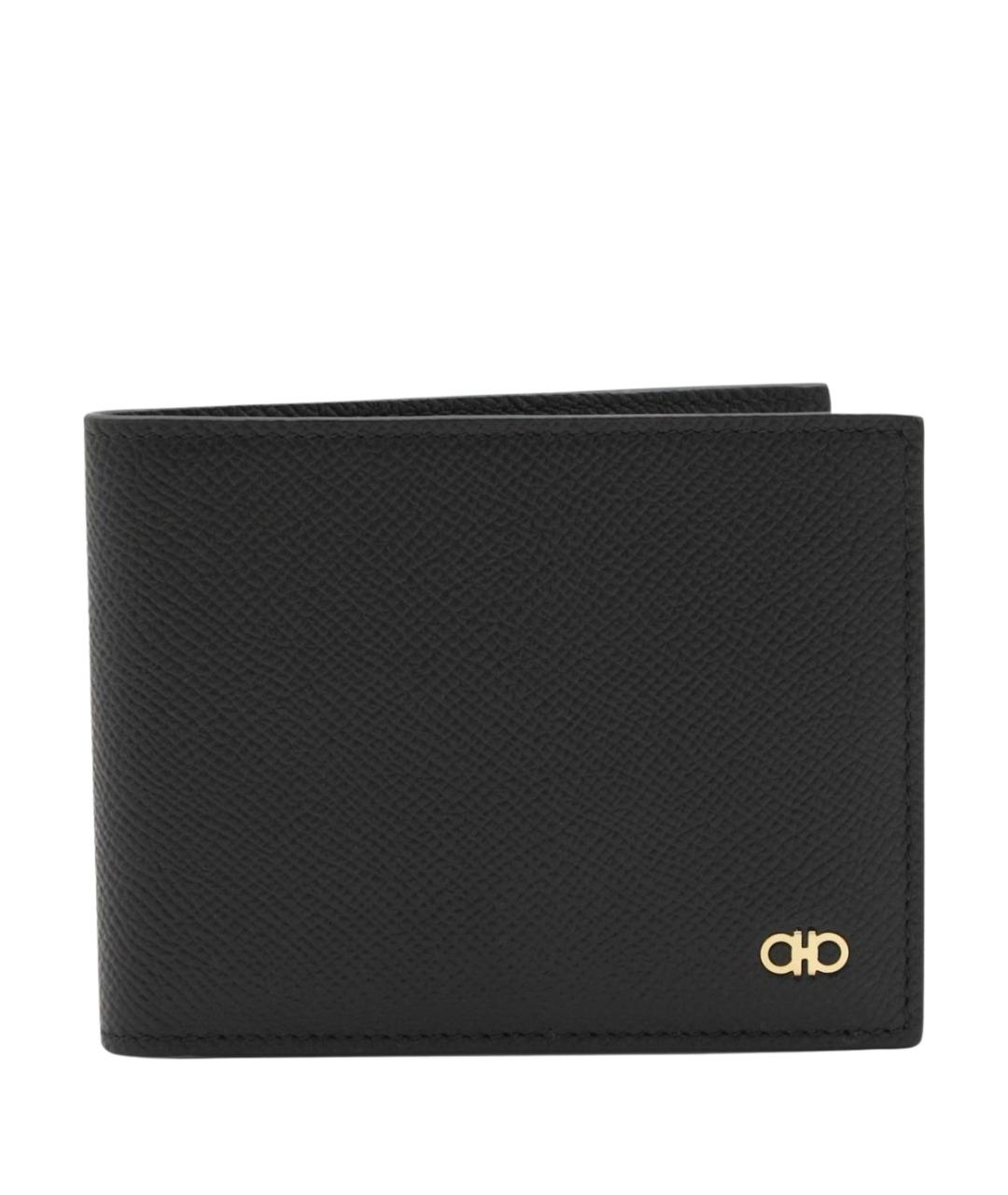 FERRAGAMO Черный кожаный кошелек, фото 1