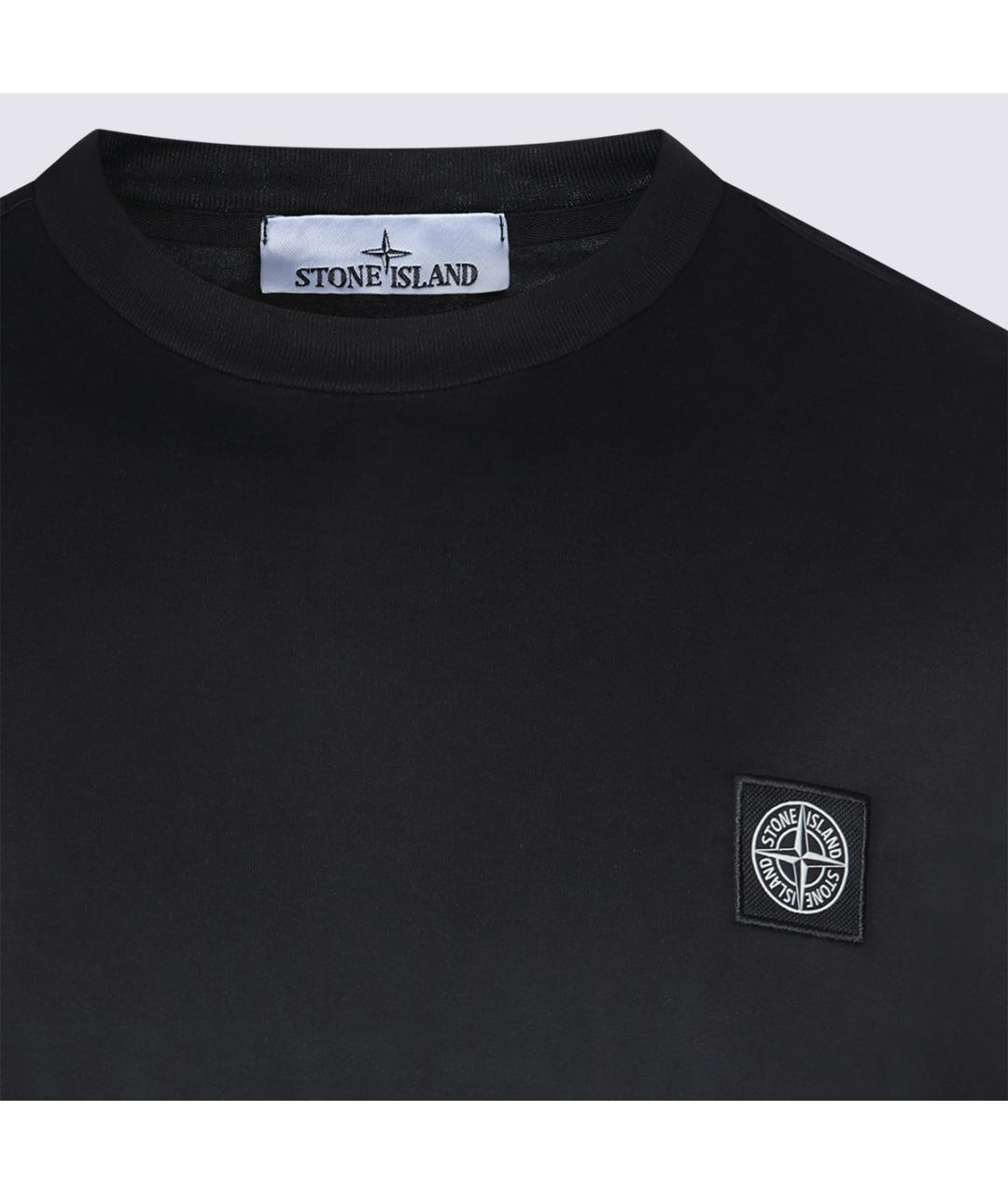 STONE ISLAND Черная хлопковая футболка, фото 3