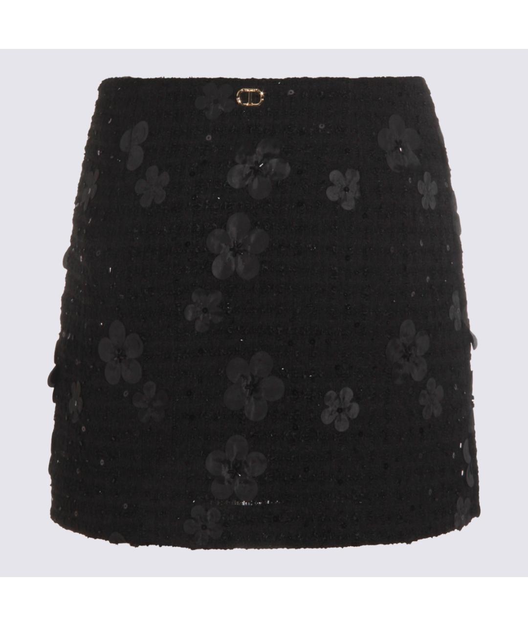 TWIN-SET Черная полиэстеровая юбка мини, фото 2