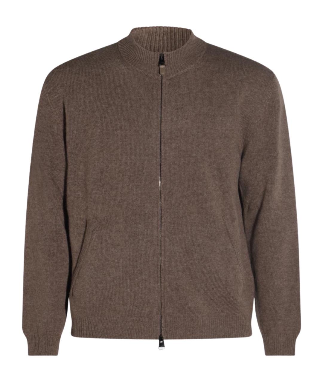 CANALI Коричневый шерстяной кардиган, фото 1