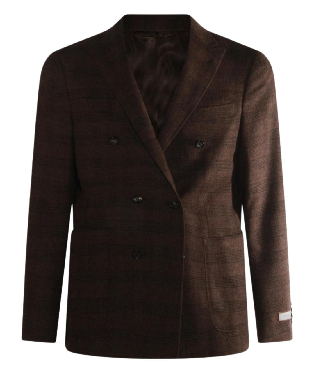 CANALI Коричневый шерстяной пиджак, фото 1