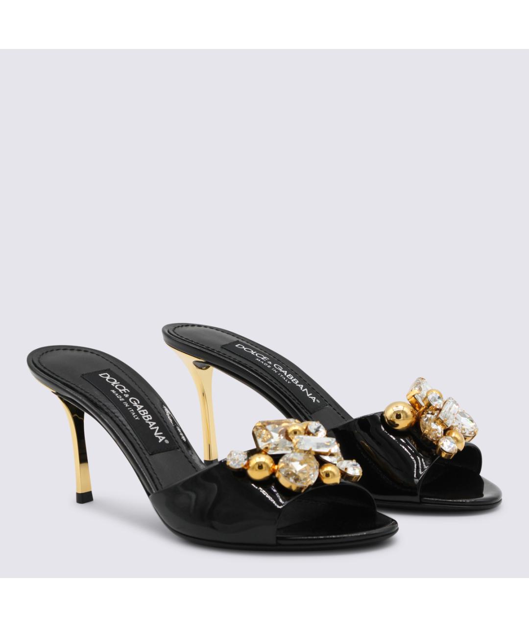 DOLCE&GABBANA Черные кожаные мюли, фото 2