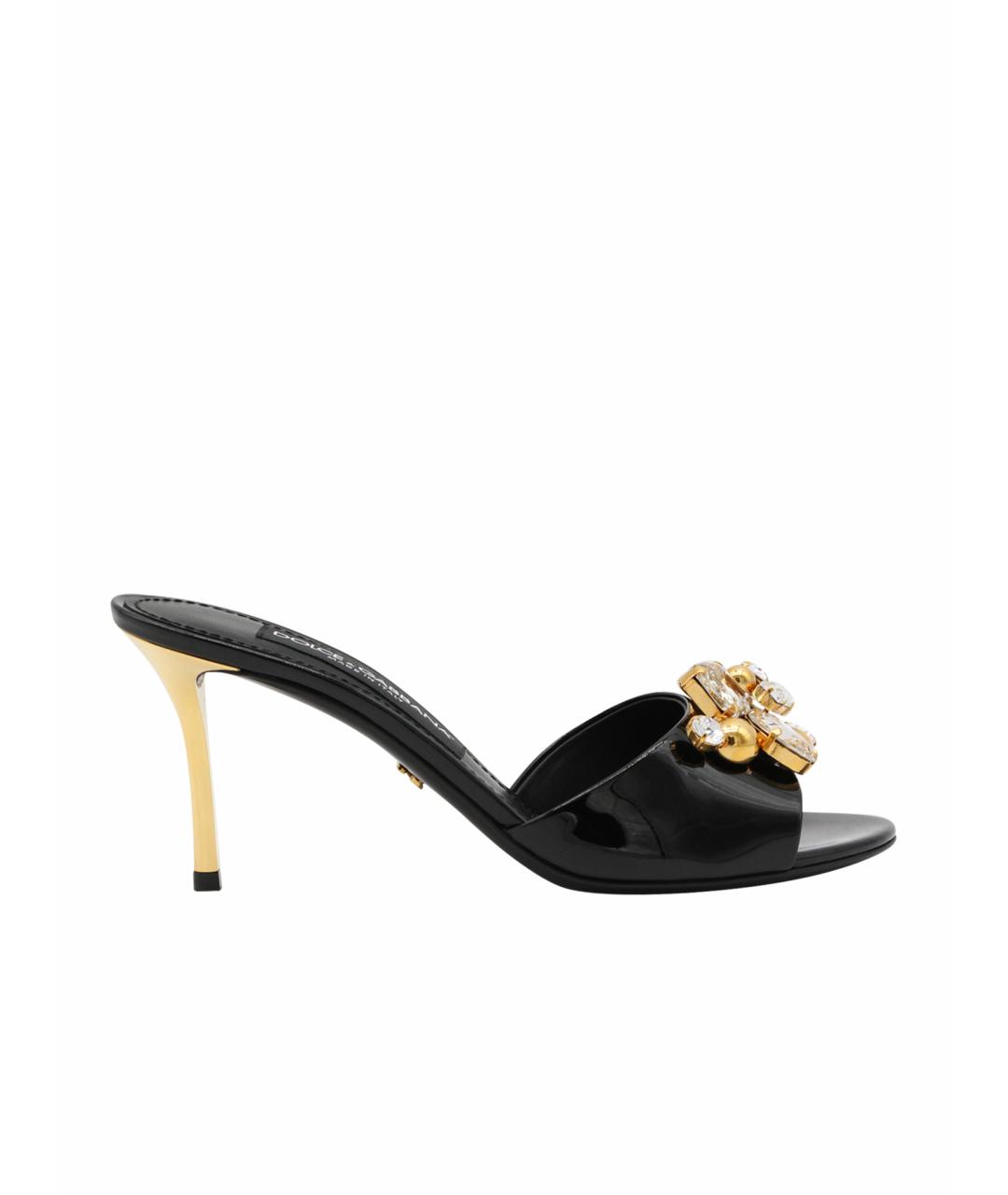 DOLCE&GABBANA Черные кожаные мюли, фото 1