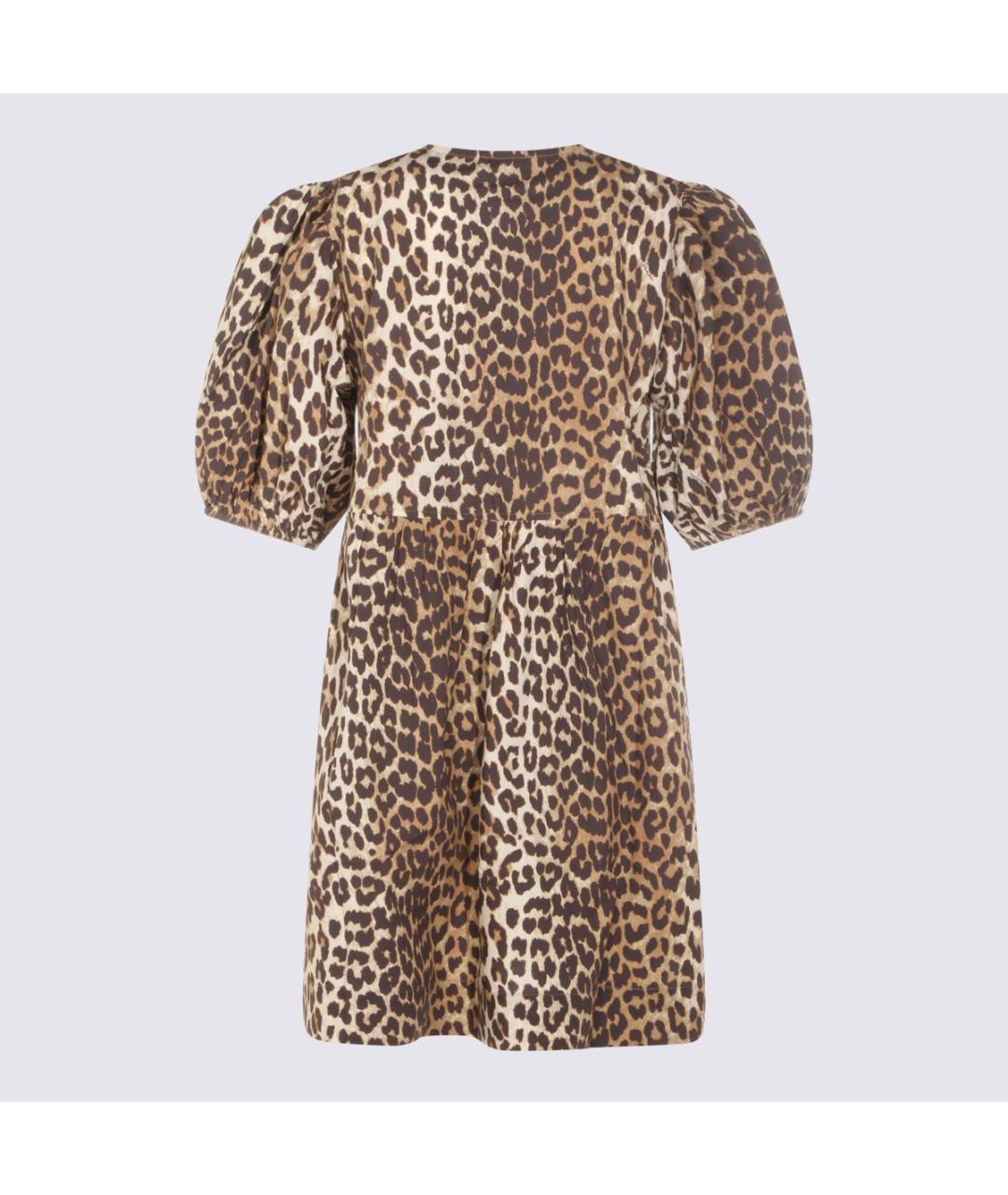 GANNI Коричневое хлопковое повседневное платье, фото 2