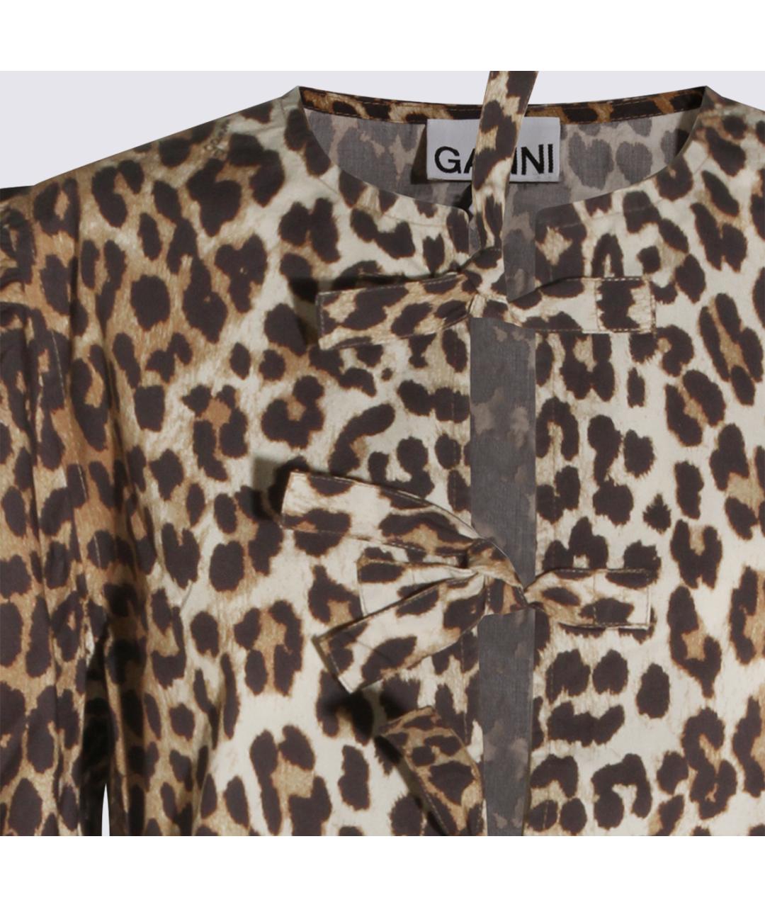 GANNI Коричневое хлопковое повседневное платье, фото 3