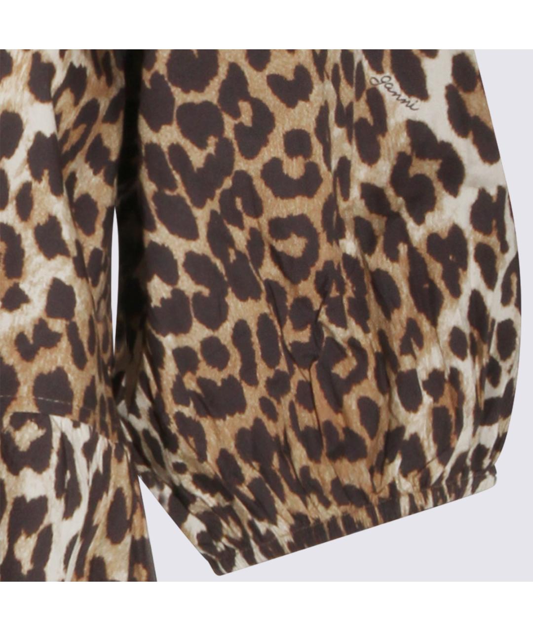 GANNI Коричневое хлопковое повседневное платье, фото 4