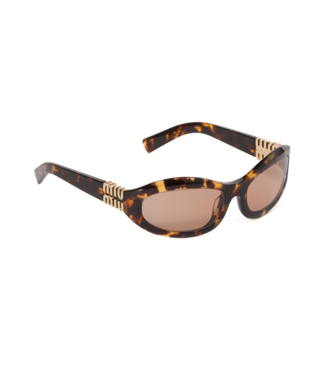 MIU MIU Коричневые пластиковые солнцезащитные очки, фото 2