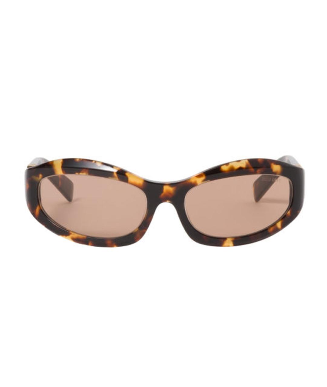 MIU MIU Коричневые пластиковые солнцезащитные очки, фото 1