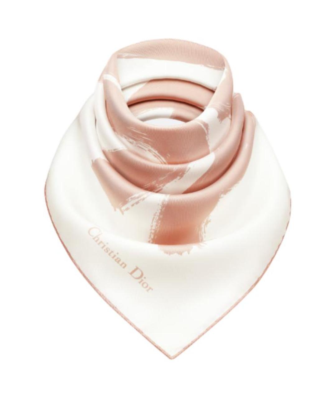 CHRISTIAN DIOR Белый шелковый шарф, фото 2