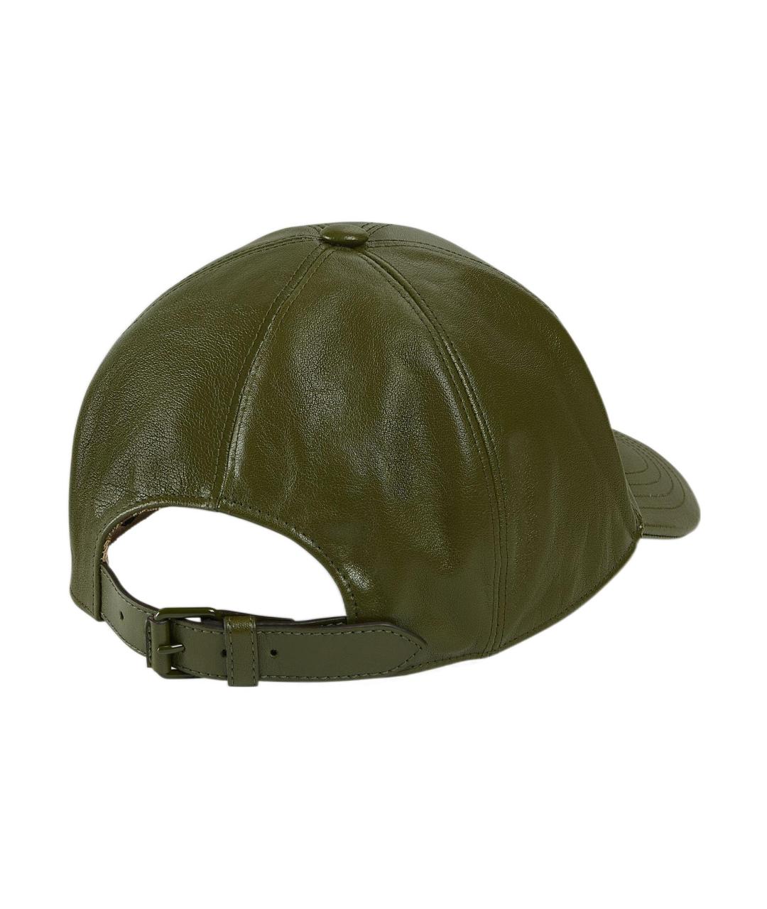 GUCCI Зеленая кожаная кепка/бейсболка, фото 3