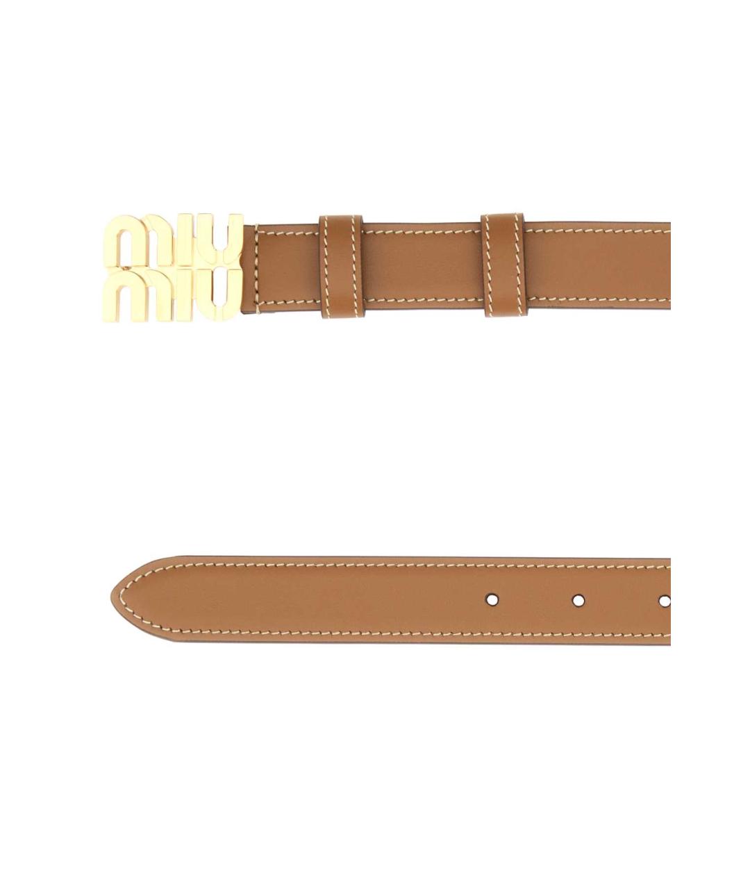 MIU MIU Бежевый кожаный ремень, фото 2