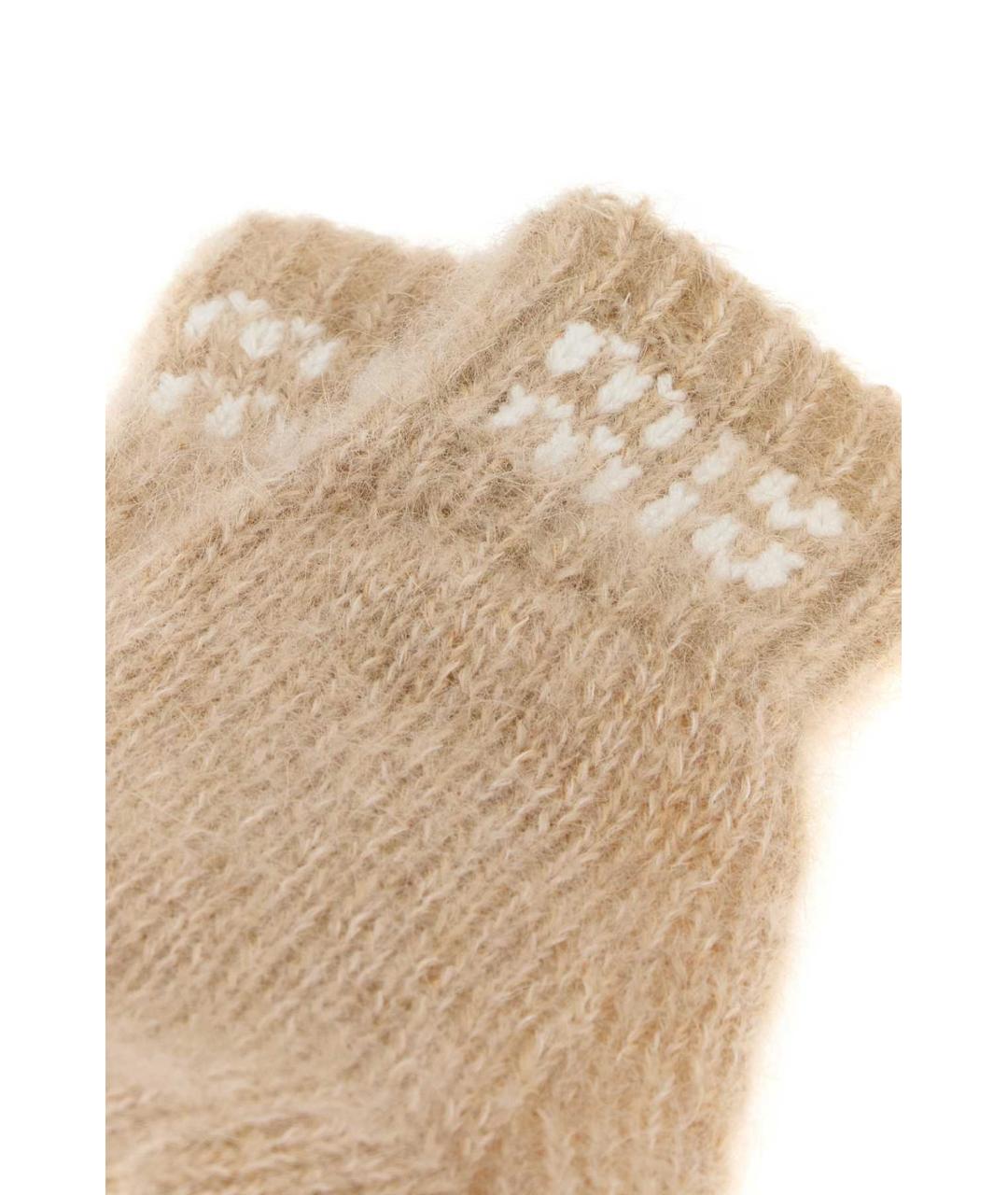 MIU MIU Бежевые шерстяные перчатки, фото 2