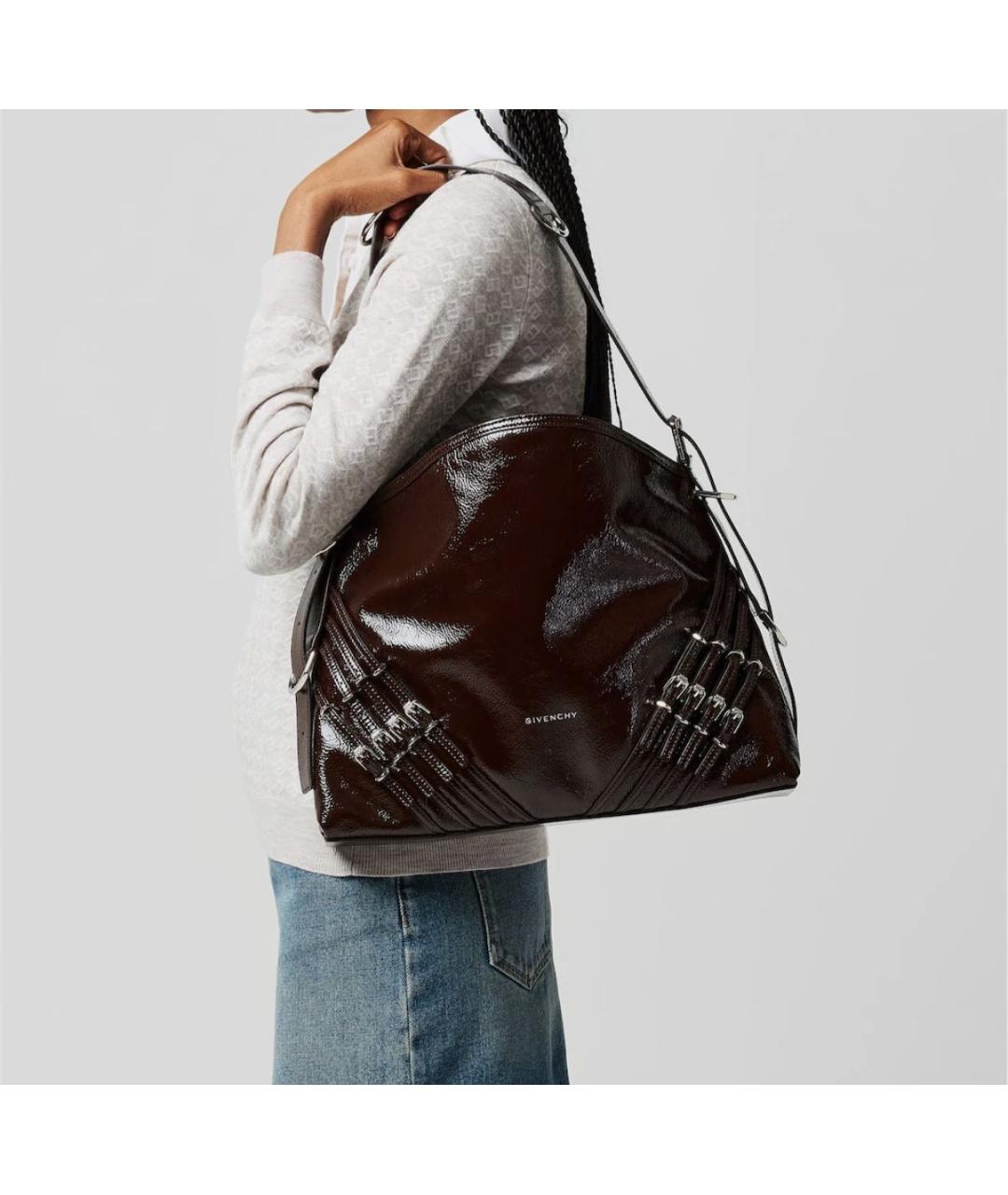 GIVENCHY Бордовая кожаная сумка через плечо, фото 4