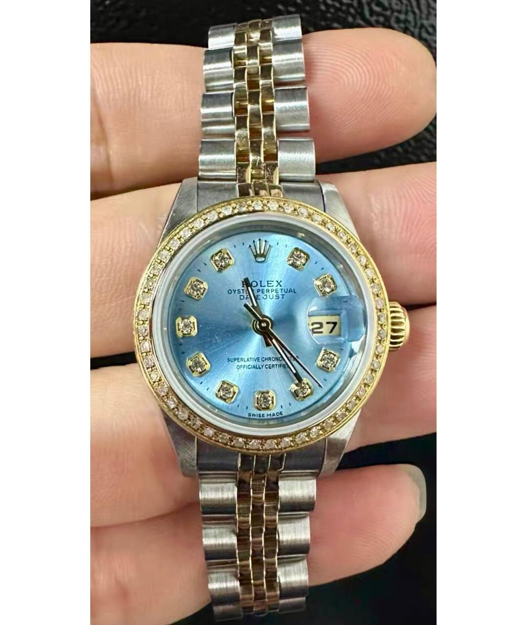 ROLEX Голубые часы из желтого золота, фото 3