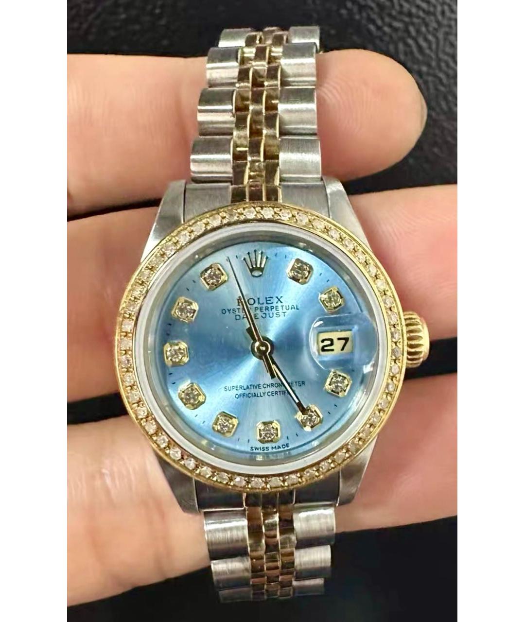 ROLEX Голубые часы из желтого золота, фото 2
