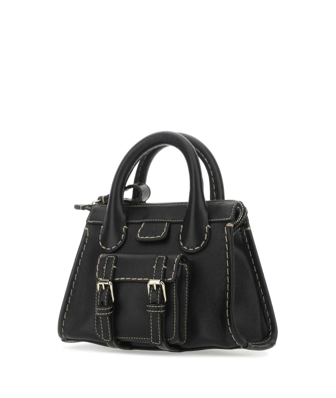CHLOE Черная кожаная сумка с короткими ручками, фото 2