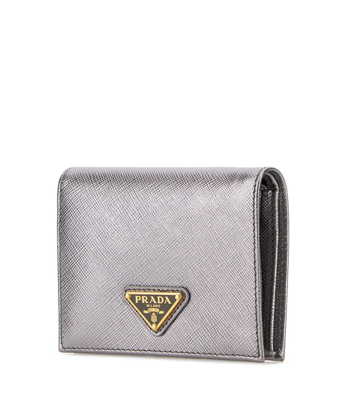 PRADA Серебрянный кожаный кошелек, фото 2