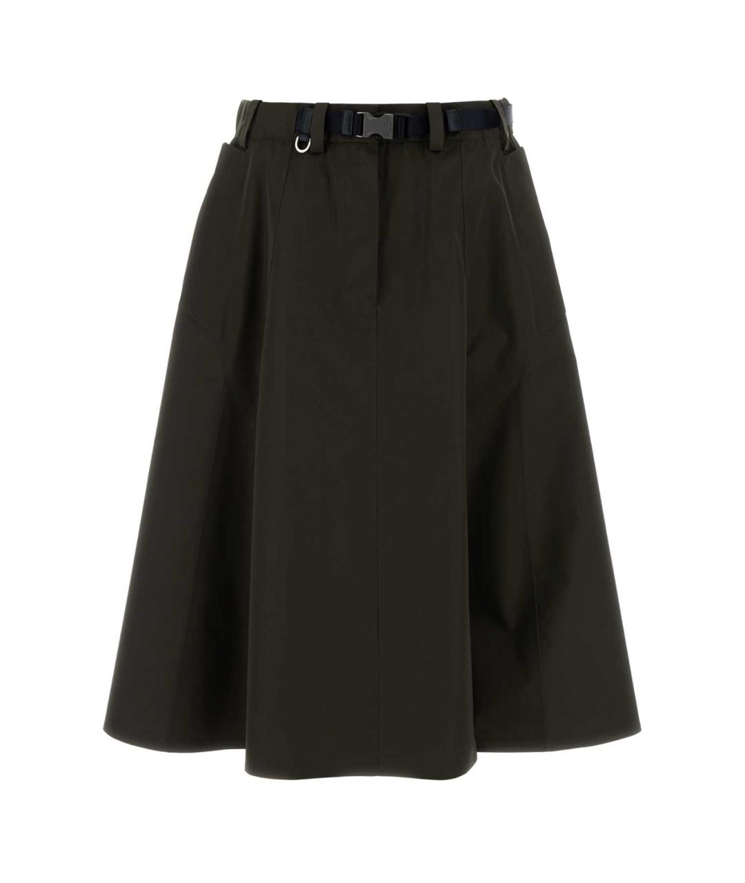 PRADA Зеленая полиэстеровая юбка миди, фото 1