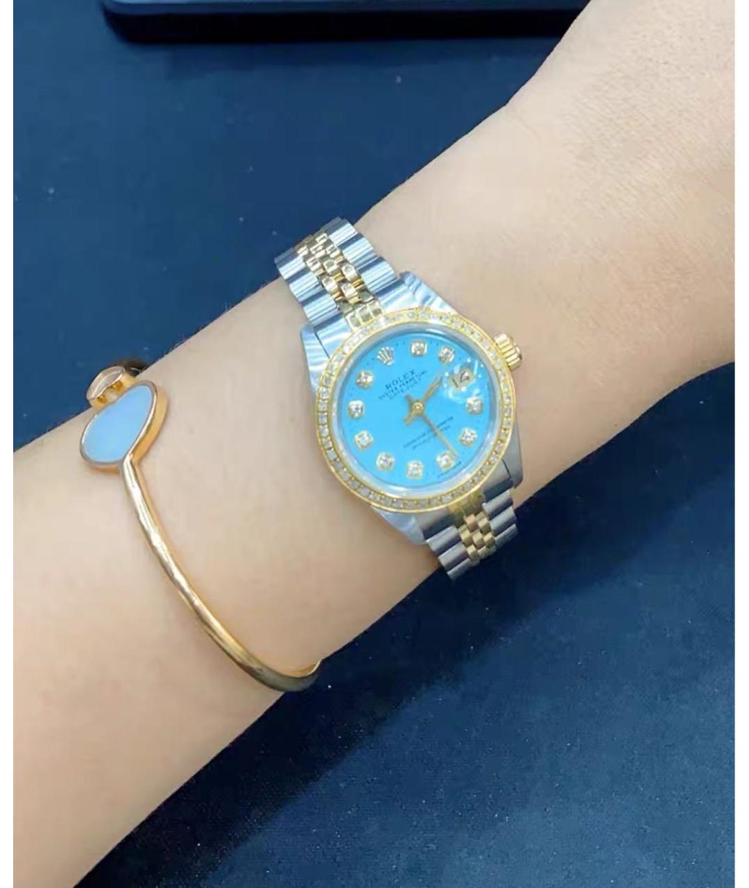 ROLEX Бирюзовые часы из желтого золота, фото 4