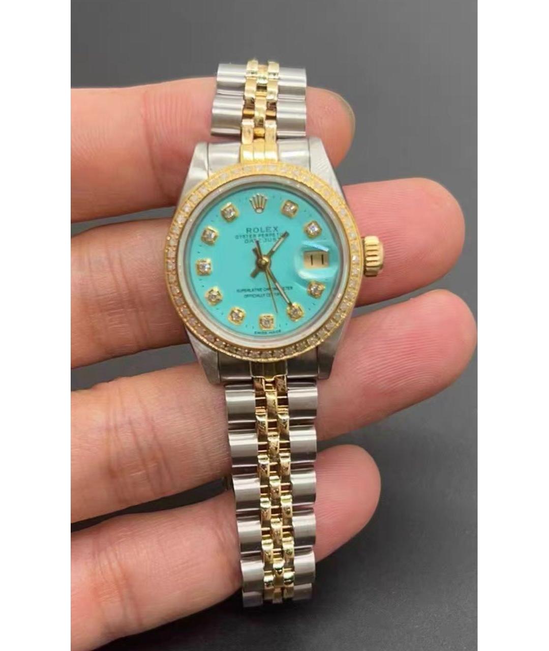 ROLEX Бирюзовые часы из желтого золота, фото 2