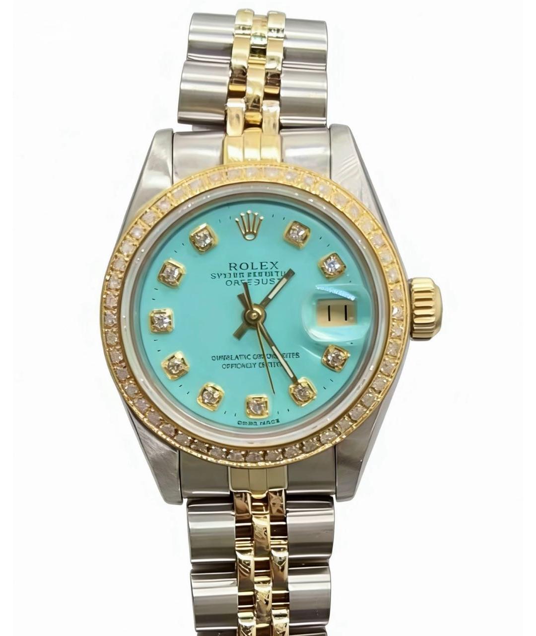 ROLEX Бирюзовые часы из желтого золота, фото 1