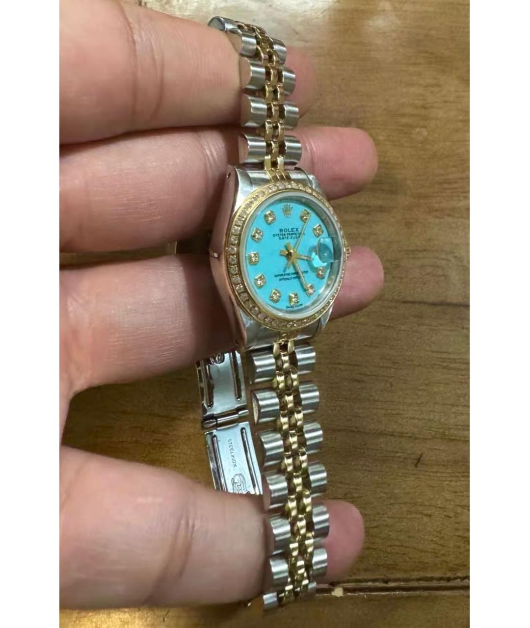 ROLEX Бирюзовые часы из желтого золота, фото 3