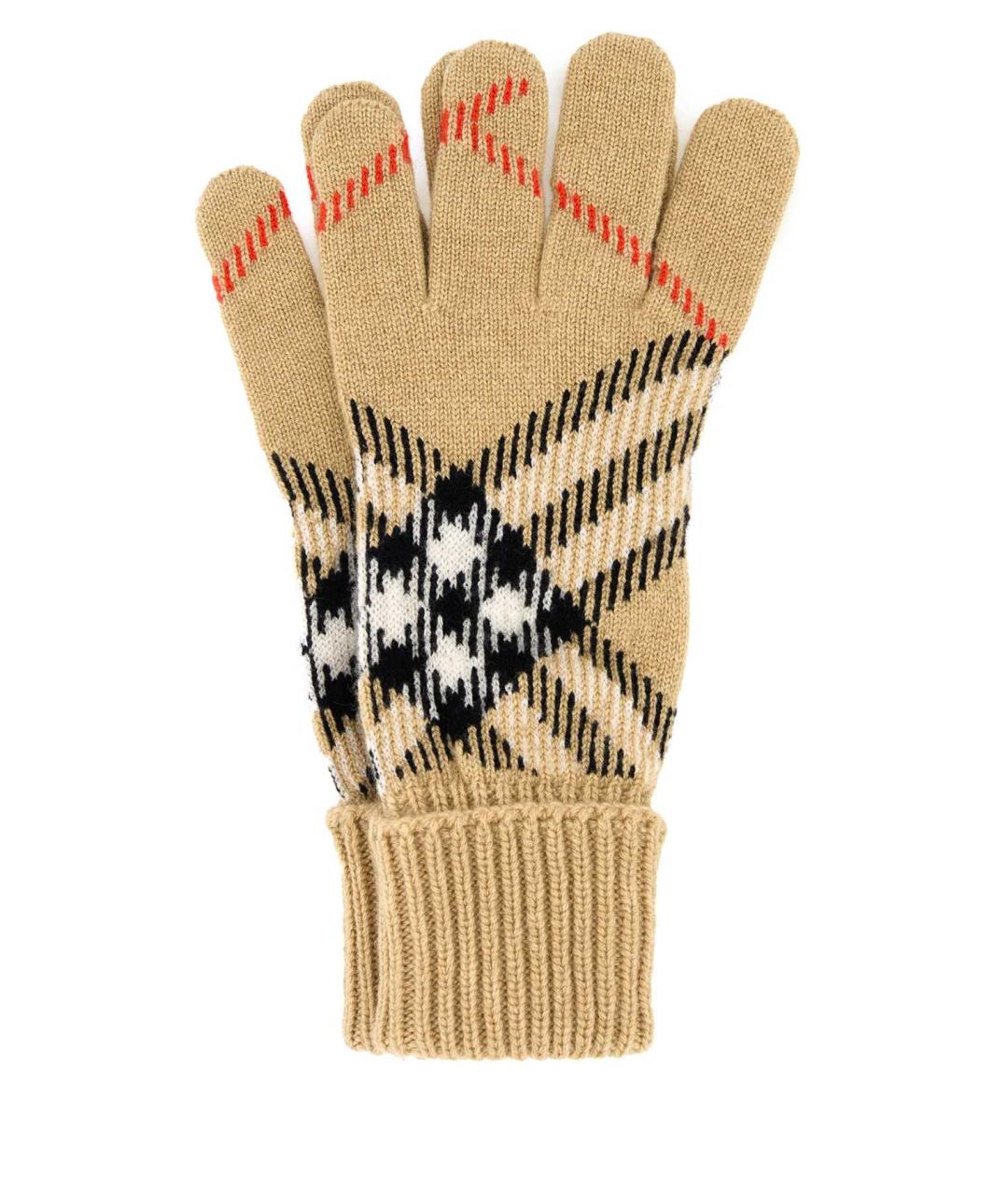 BURBERRY Бежевые кашемировые перчатки, фото 1